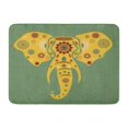 thumbnail image 1 of NUDECOR Ethnic Patterned Yellow Elephant Green Totem Tattoo Use Flatelephant Doormat Floor Rug Bath Mat 23.6x15.7 inch, 1 of 1