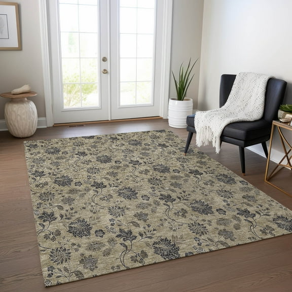 Addison Rugs Chantille Indoor/Outdoor Transitional Floral Brown Washable Rectangle Rug, 10' x 14'