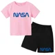thumbnail image 3 of Conjunto de 2 camisetas y pantalones cortos con estampado de letras de verano para niños de 2 a 13 años, ropa deportiva de calle para niños y niñas, 3 of 5
