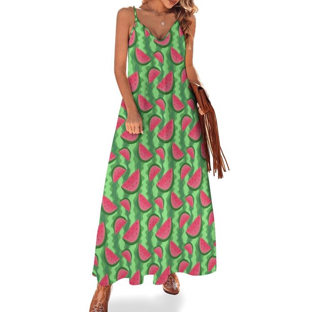 Nuevo vestido sin mangas con estampado de rodajas de sandía, vestidos con mangas largas, vestidos para damas, verano 2024