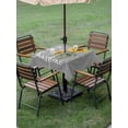 thumbnail image 3 of Outdoor Tablecloth with Umbrella Hole and Zipper, Sunflowers Square Table Cloth 60x60 Inch Waterproof Tablecloth, Spring Summer Bees Yellow Floral Grey Picnic Table Cover for Patio Camping, 3 of 7