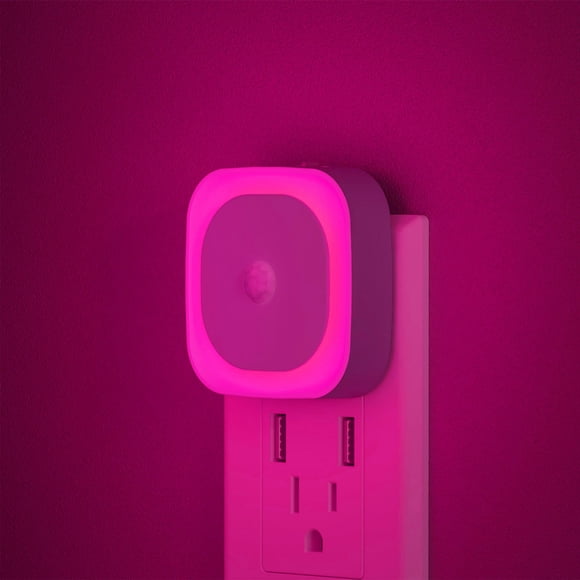 Luz nocturna YUNLEX, paquete de 2, con sensor de movimiento, brillo rosa