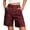 Wine, variant on BUIGTTKLOP Cargo Shorts for Women Knee Length 4 Pockets Elastic Waist Long Shorts for Summer Casual