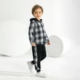 thumbnail image 4 of GYRATEDREAM Toddler Baby Boys Clothes Flannel Lattice Button Down Hooded Shirt Tops +Sweatpants Boys Fall Winter Outfits 1-6Y Blue, 4 of 9