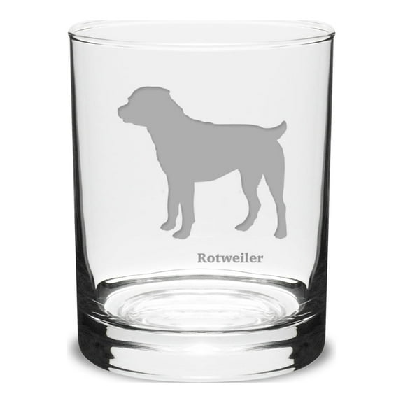 Rotweiler Deep Etched 14 oz Classic Double Old Fashion Glass