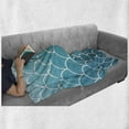 thumbnail image 5 of Aqua Ombre Soft Flannel Fleece Throw Blanket, Fish Scale Design Squama with Blue Color Palette Mermaid Tail, Cozy Plush for Indoor and Outdoor Use, 60" x 80", Sea Blue Aqua and White, by Ambesonne, 5 of 5
