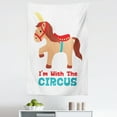 thumbnail image 1 of Pony Tapestry, Funny Side Look Peach Colored Horse and Blue Toned I'm with the Circus Lettering, Fabric Wall Hanging Decor for Bedroom Living Room Dorm, 5 Sizes, White Multicolor, by Ambesonne, 1 of 1