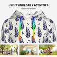thumbnail image 4 of Honeii Blue Leaves Pattern Womens Oversized Hoodies Long Sleeve Sweatshirts Pullover Fall Outfits with Pocket-Large, 4 of 7