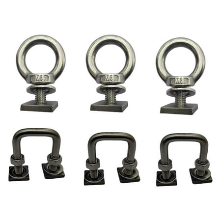 6Pcs T Track Mount Tie Down Anchors T Track Bolts for Roof Rack Eye Nut Tie Down Anchoring Set for Holding Bungee Cord