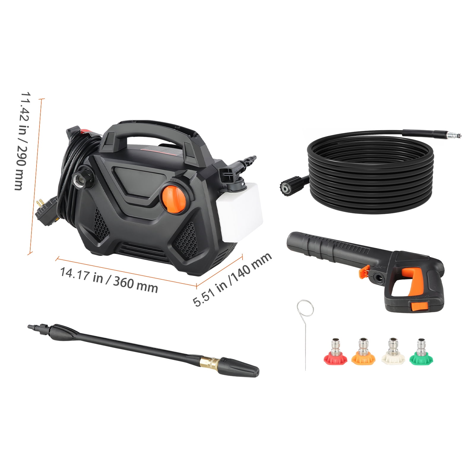 BENTISM 2150 PSI at 1.85 GPM Electric Cold Water Pressure Washer, Built-in Storage for Nozzles