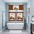thumbnail image 3 of Halloween Kitchen Curtains Sets for Windows 36 Inch Length, Orange Black Plaid Truck Gnomes Pumpkins Rod Pocket Window Treatments Tier Curtains and Valances Set for Bedroom/Bathroom, 3 of 8