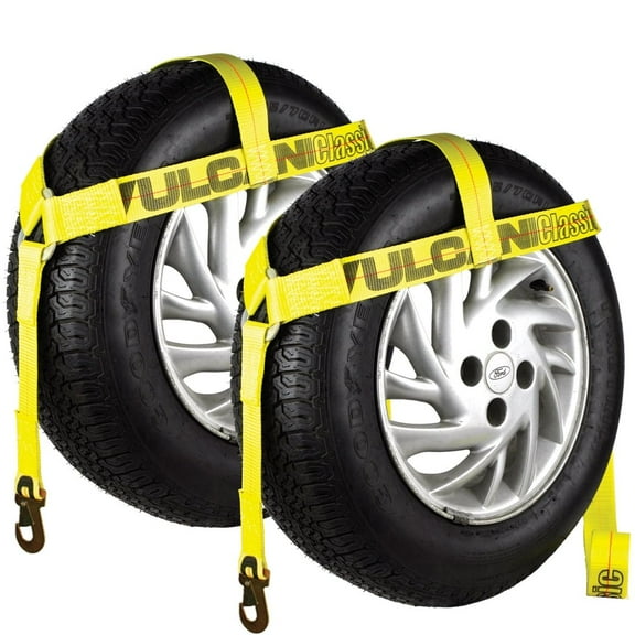 VULCAN Wheel Lift Harnesses - Snap Hooks - Bonnet Style - 2 Pack - Classic Yellow - 1600 Lbs SWL