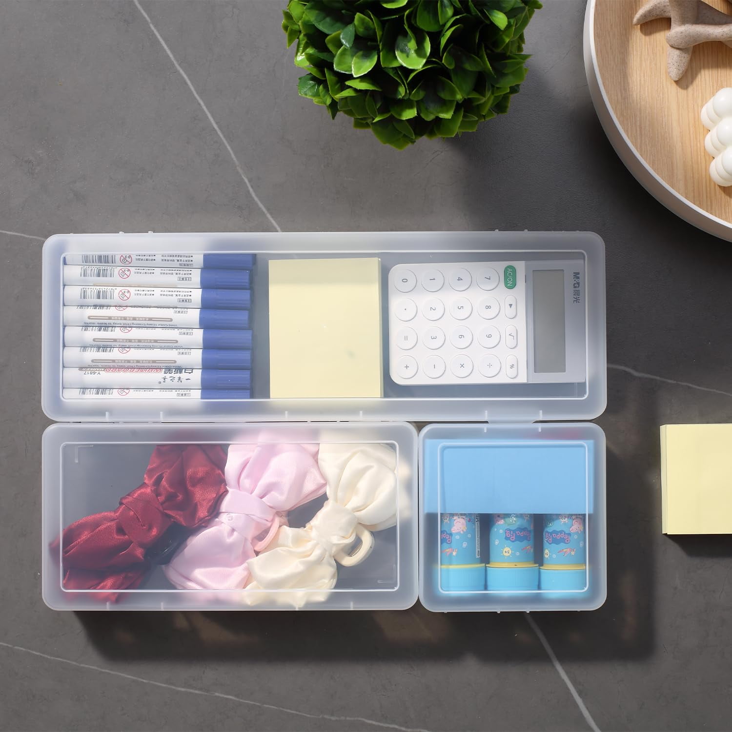 Novelinks 12 Pack Stackable Plastic Storage Box Containers Clear Hobby Art Craft Organizer Rectangle Box for Pencil Box Lego Crayon Beads Jewelry ,Small