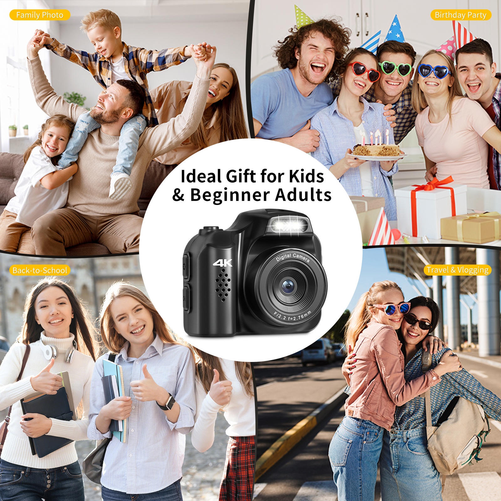 Saneen Mini Pocket Digital Camera, 4K, 64MP, 1.54" LCD Screen photo 3