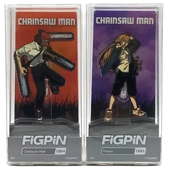 FiGPiN Chainsaw Man Power #1385 & Chainsaw Man #1384 Set of 2 Collectible Pins