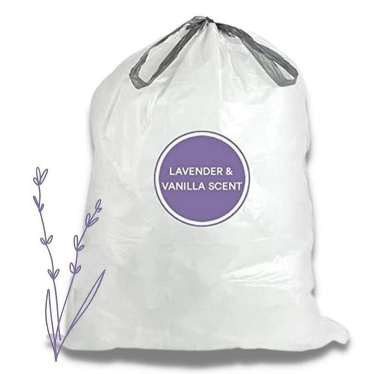 Plasticplace Scented Drawstring Trash Bags, Lavender and Soft Vanilla, 13  Gallon, White (50 Count)