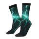 thumbnail image 1 of Fotbe Green Lightning Flash Calcetas Largas con Estampado para Hombre y Mujer – Calcetas de Compresión Transpirables y Elásticas, Viajar y Uso Diario Talla 5-11, 1 of 6