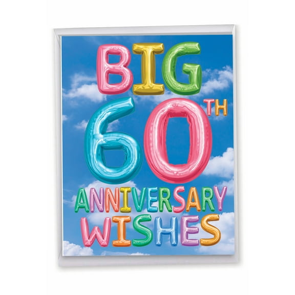 1 Big 60th Anniversary Card with Envelope (8.5 x 11 Inch) - Inflated Messages Milestones 60 J5651HMAG-US