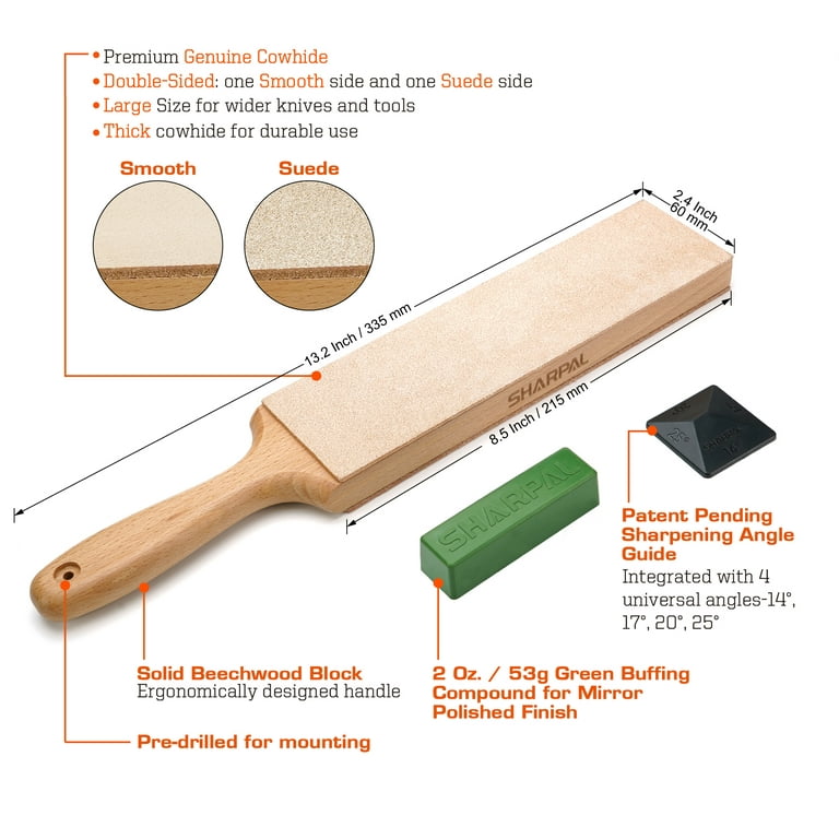 Double Side Leather Strop Stropping Block Kit with Polishing