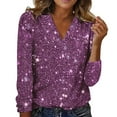 thumbnail image 4 of Purple Long Sleeve Shirts for Women Fashion Casual V Neck Long Sleeve T Shirt, 4 of 4