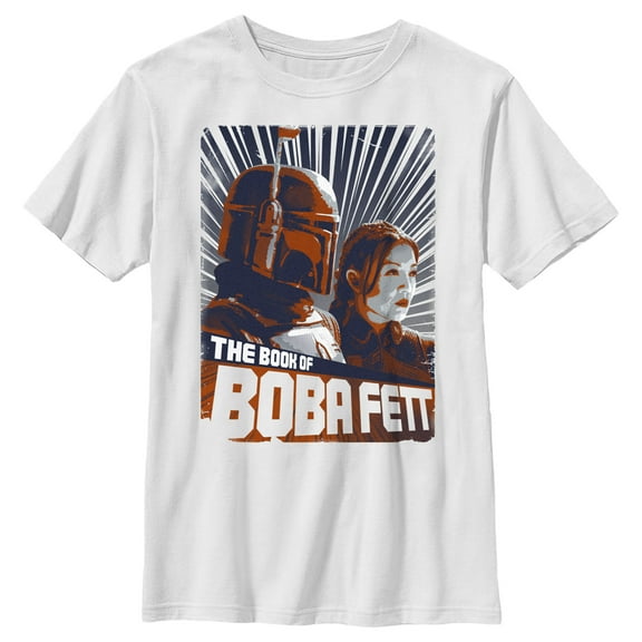 Boy's Star Wars: The Book of Boba Fett Fennec and Boba Poster Graphic Tee White Large
