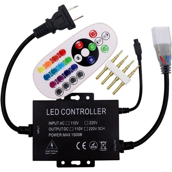 110-120V 1500W 24Key IR Remote Control RGB LED Controller for 5050 2835 LED Neon Rope Light