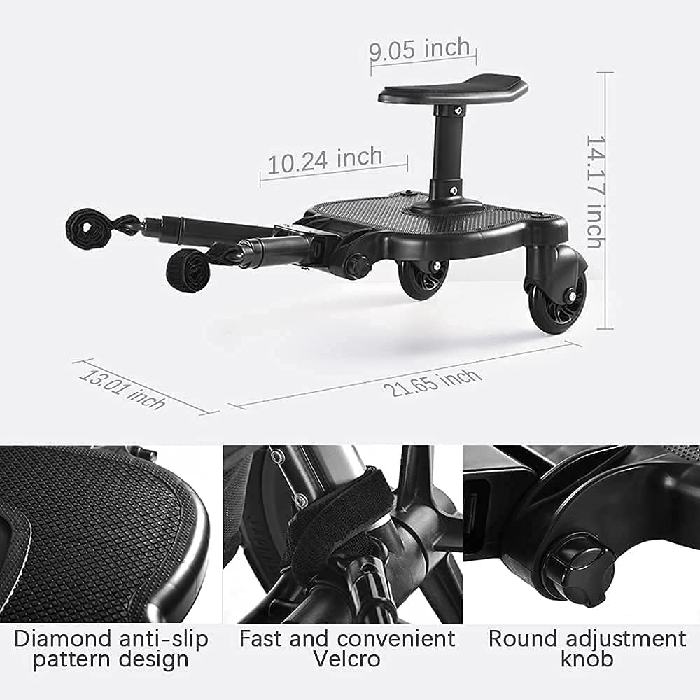 Toddlers Stroller Board Attachment Baby seat with Detachable - 2 in1 Sit and Stand up Buggies and Prams Toddler to Ride - Black