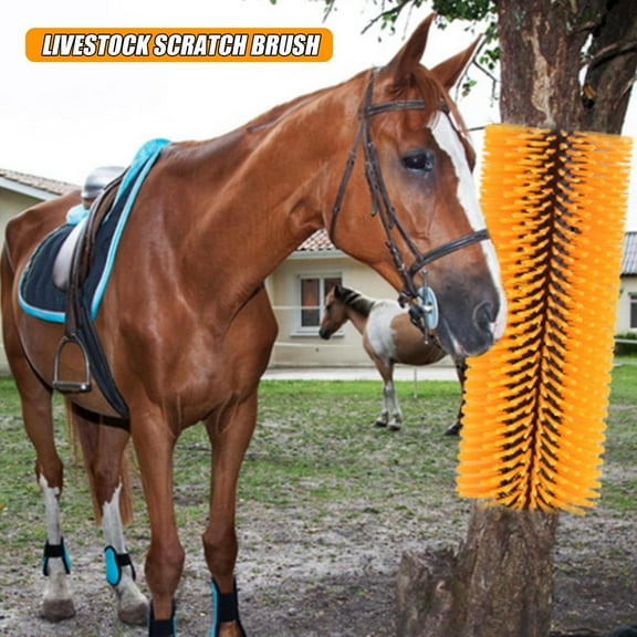 4 Pcs Extra Large Scratching Brushes, Flexible Grooming Kit for Cow, Horse, Sheep for Farm Use (Orange)