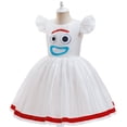 thumbnail image 4 of Halloween Costume Spork Character Cosplay Outfits White Flutter Sleeve Sequin Tutu Dress for Novelty Cartoon Dress Up,Size 140, 4 of 8