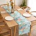 thumbnail image 6 of Summer Coastal Cotton Linen Table Runner for Dining Kitchen, Watercolor Corals Shells Starfish Green Plaid Wedding Outdoor Party Tablerunners, Dresser Scarf Coffee Tablecloth Runners 13x90 Inches, 6 of 9