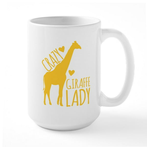 CafePress - Crazy Giraffe Lady Mugs - 15 oz Ceramic Large White Novelty Mug