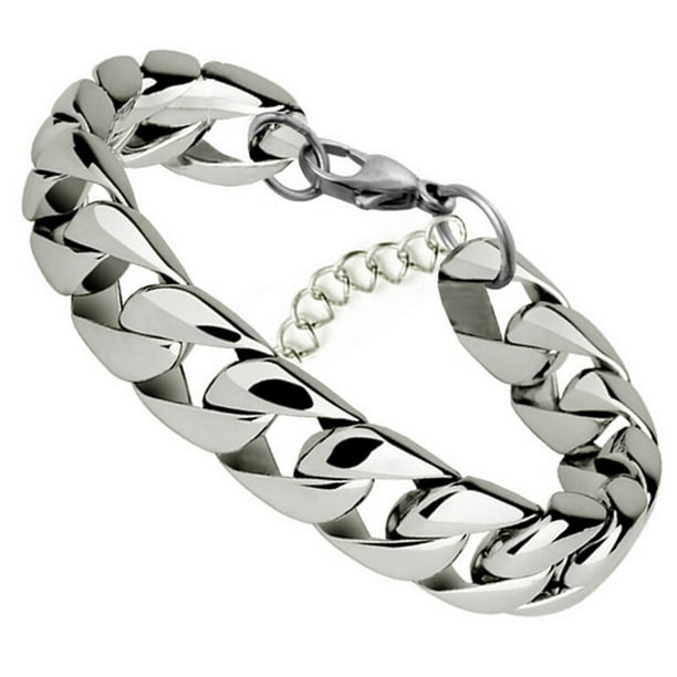 XZNGL Gifts for Men Men Bracelets Silver Bracelet for Men Stainless Steel  3.2Mm Men Flat Bracelet Titanium Steel Hand Jewelry Gift Silver 
