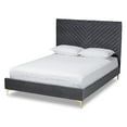 thumbnail image 2 of Baxton Studio Fabrico Contemporary Glam and Luxe Grey Velvet Fabric Upholstered and Gold Metal King Size Platform Bed, 2 of 6