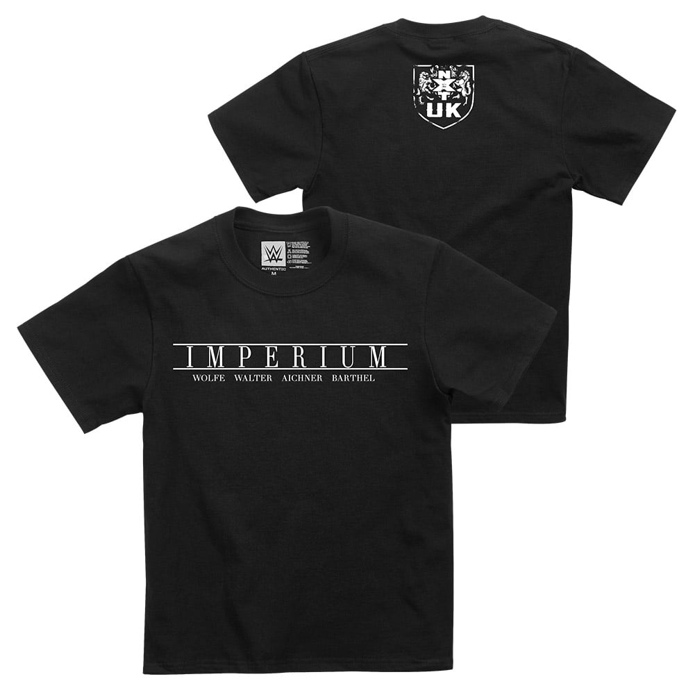 Official WWE Authentic Imperium NXT UK Youth TShirt Black Small