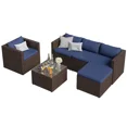 thumbnail image 4 of UDPATIO 6-Piece Patio Furniture Set,Outdoor Patio Furniture Set All-Weather Rattan Wicker Patio Conversation Set with Ottoman, Single Chair, Cushions & Glass Table for Garden & Backyard,Navy Blue, 4 of 8