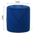 thumbnail image 3 of Xayoca Modern Round Ottoman, Velvet Upholstered Tufted Vanity Stool with Soft Padded Seat, Side Table Footrest Stool for Living Room Bedroom Home Office,Blue, 3 of 8