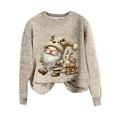 thumbnail image 4 of Wang6 Womens Christmas Graphic Sweatshirts Plus Size Santa Printed Crew Neck Pullovers Causal Xmas Long Sleeve Loose Fit Tops Shirts Beige2 L, 4 of 4