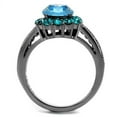 thumbnail image 3 of IP Light Black (IP Gun) Stainless Steel Ring with Top Grade Crystal in Sea Blue for Women Sea Blue Stone Color Style TK2716 Size 9, 3 of 4