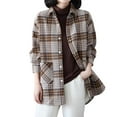 thumbnail image 5 of Cute Cardigans Women Plaid Fleece Lined Thickened Color Casual Long Sleeve Button Up Shirt Jacket Cozy Comfort Fit Lightweight Cardigans, 5 of 5