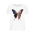 thumbnail image 4 of Cavosen American Flag Tops for Women Petite Red White and Blue Short Sleeve Round Neck T Shirts American Flag Graphic Tops Lady XL Patriotic Casual T Shirts Independence Day Tunic Tees, 4 of 4