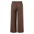 thumbnail image 4 of LIIPEE Girl Boy Casual Pants Solid Color Elastic High Waist Drawstring Straight Wide Leg Trousers With Pockets Child Breathable Party Pants,Brown,10-11 Years, 4 of 6
