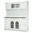 thumbnail image 6 of Freestanding 63"W Buffet with Hutch, Large Coffee Bar Storage Cabinet (6 Drawers, 5 Cabinets with Adjustable Shelves, Pegboard, Towel Rack, Power Outlet), White, 6 of 9