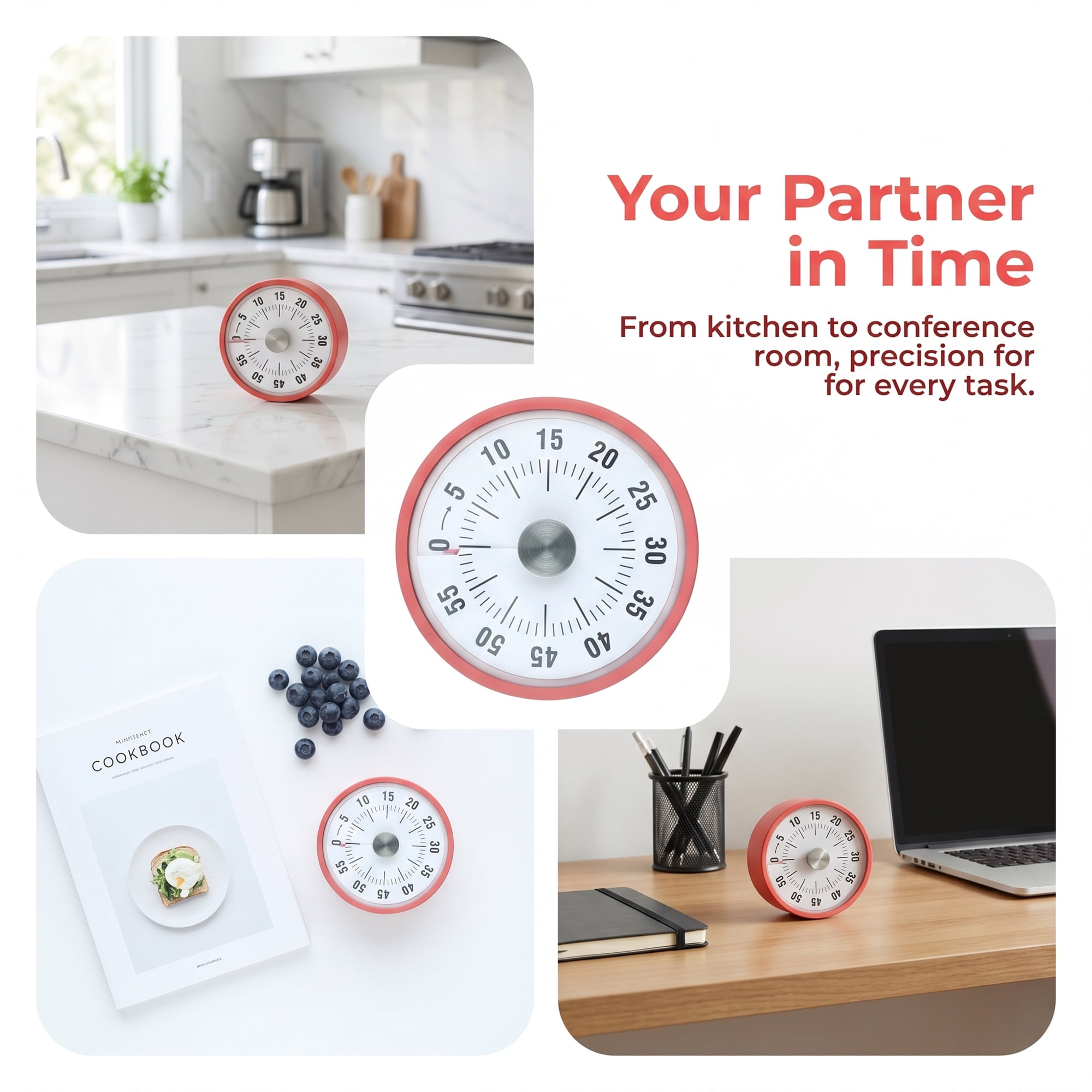 Unique Bargains Loud Alarm Magnetic Backing Timer for Cooking and Learning Pink