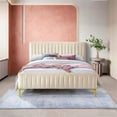 thumbnail image 4 of Pemberly Row Wood and Fabric Upholstered Queen Platform Bed in Ivory, 4 of 5