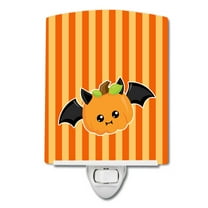 Caroline's Treasures BB6959CNL Halloween Pumpkin Bat Ceramic Night Light, 6x4x3", multicolor