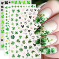 thumbnail image 1 of Calcomanías para uñas Roffiy trébol verde 3D, 4 hojas, 1 of 5
