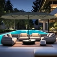 thumbnail image 4 of Gymax 15.5 FT Double-sided Patio Umbrella w/ Solar Lights Outdoor Twin Size Umbrella Grey, 4 of 10