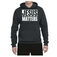 thumbnail image 2 of Jesus Matters Christian Love God Church | Mens Inspirational/Christian Hooded Sweatshirt Graphic Hoodie, Heather Black, Large, 2 of 3