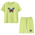thumbnail image 6 of Kids 4th of July Outfit Kids Boys Girls Green Butterfly American Flag Print 2 Piece T Shirt Shorts Set Patriotic Summer Clothes,Size 11 T, 6 of 9