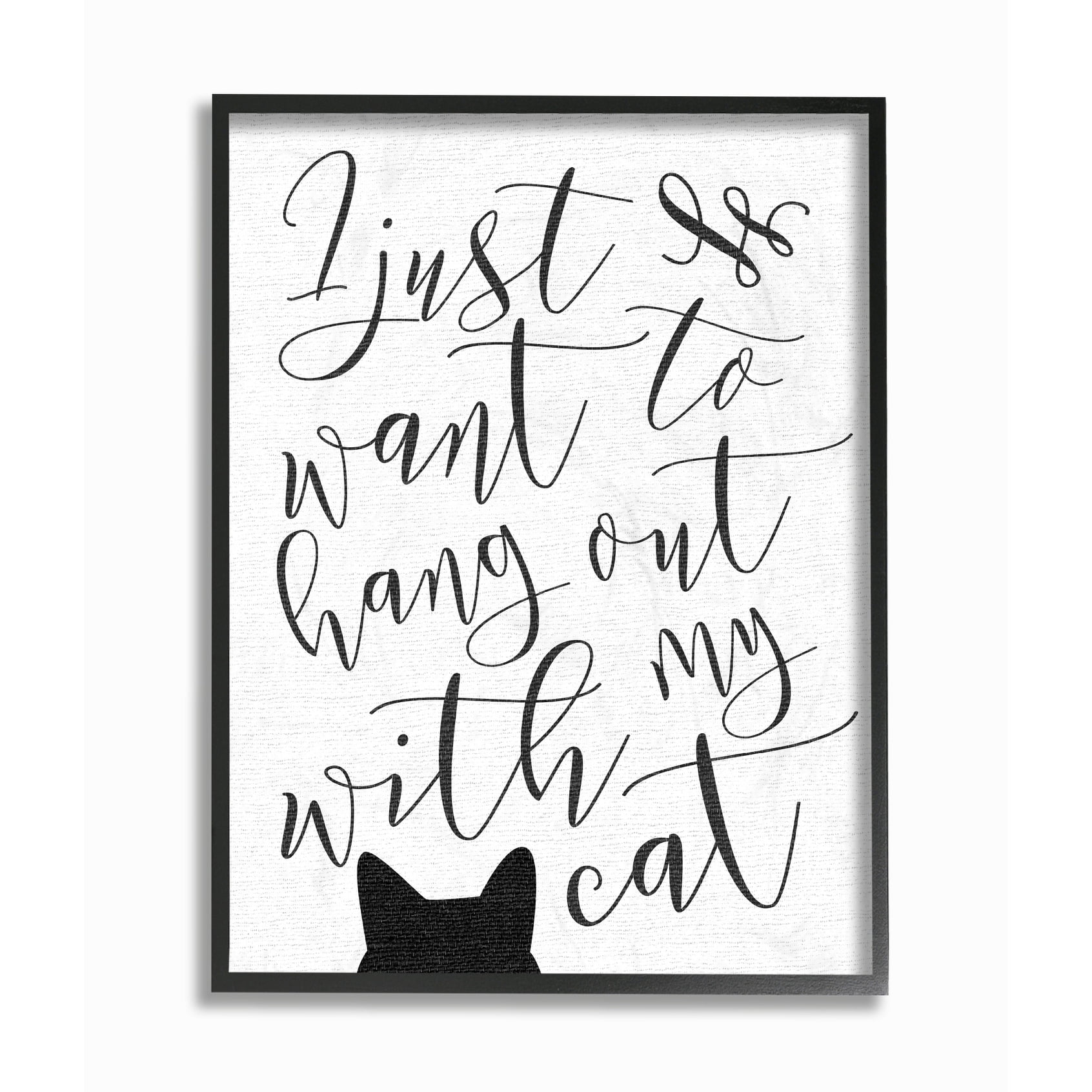 Stupell I Just Want to Hang Out With My Cat Framed Giclee Texture Art 16 x 20